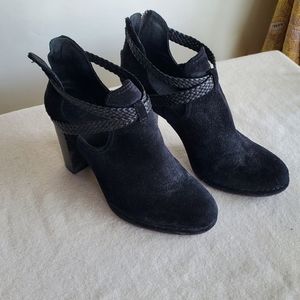 Frye Margaret Suede Ankle Boots with Braid Straps